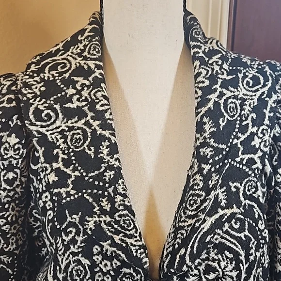 TWENTYONE BLAZER ZIPER BLACK WHITE DESIGN M MEDIUM TWENTY ONE FOREVER 21 - Picture 2 of 11